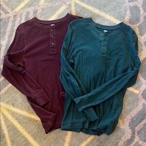 Old navy - Burgundy and Teal Long Sleeve Henley Shirts - m